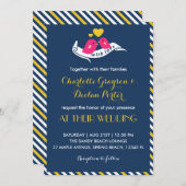 Blaue Streifen lieben Vögel Hochzeit Einladung (Vorne/Hinten)