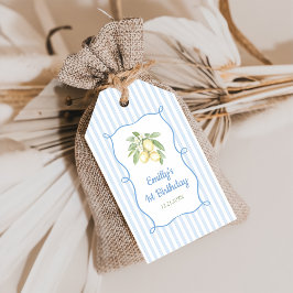 Blaue Streifen Limonade Geburtstag Geschenkanhänger