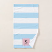 Blaue Streifen, Linien, Streifenmuster, Monogramm Badhandtuch Set (Handtuch)
