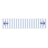 Blaue Streifen mit Ankertisch Kurzer Tischläufer (Horizontal)