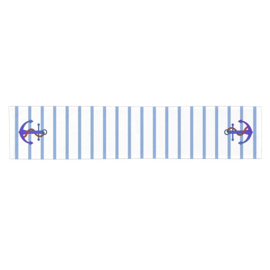 Blaue Streifen mit Ankertisch Kurzer Tischläufer (Horizontal)