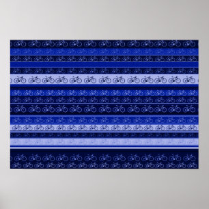 Blaue Streifen mit Bikes Poster