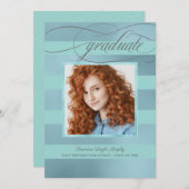 Blaue Streifen mit Foto Graduate Ankündigung (Vorne/Hinten)