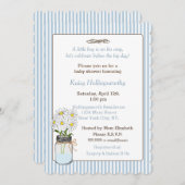 Blaue Streifen mit Mason Jar Baby Dusche Einladung (Vorne/Hinten)