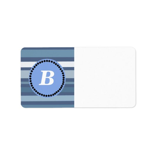 Blaue Streifen mit Monogramm Adressaufkleber (Vorne)