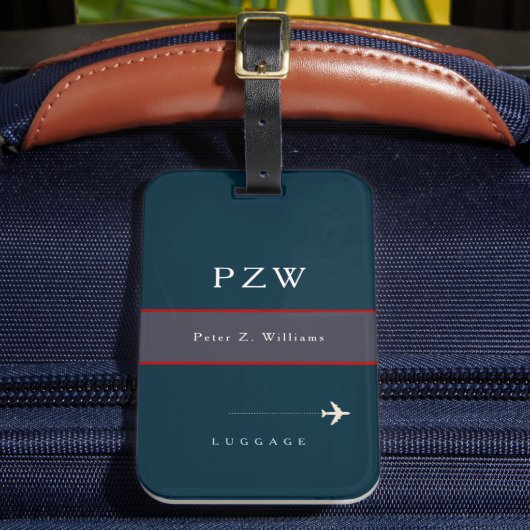 Blaue Streifen mit Namen Elegant Gepäckanhänger (Vorderseite Insitu 2)