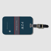 Blaue Streifen mit Namen Elegant Gepäckanhänger (Vorderseite (Horizontal))