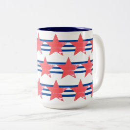 Blaue Streifen mit Roter Sterne-Tasse Zweifarbige Tasse