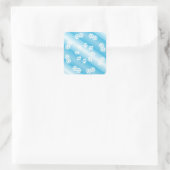 Blaue Streifen mit Snowflake-Design Quadratischer Aufkleber (Tasche)