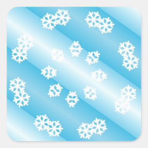 Blaue Streifen mit Snowflake-Design Quadratischer Aufkleber