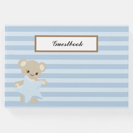 BLAUE STREIFEN MIT TEDDY-BAR, DIE EINE STERNE BESI GÄSTEBUCH (Vorderseite)