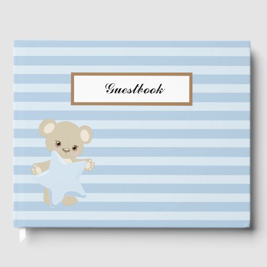 BLAUE STREIFEN MIT TEDDY-BAR, DIE EINE STERNE BESI GÄSTEBUCH (Vorderseite)
