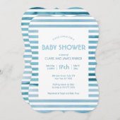 Blaue Streifen mit Wasserfarbe Einfache Babydusche Einladung (Vorne/Hinten)