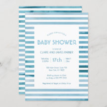 Blaue Streifen mit Wasserfarbe Einfache Babydusche