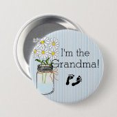 Blaue Streifen mit Weckglas bin ich die Großmutter Button (Vorne & Hinten)