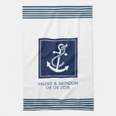 Blaue Streifen mit weißem Anker für Wasserfahrzeug Küchentuch (Vertikal)