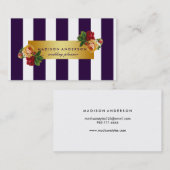 Blaue Streifen mit weißem Chic Silver Vintag Visitenkarte (Vorne/Hinten)