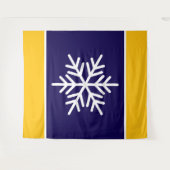 Blaue Streifen mit weißer Schneeflocke Wandteppich (Vorderseite (Horizontal))