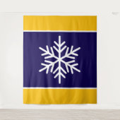 Blaue Streifen mit weißer Schneeflocke Wandteppich (Vorderseite)