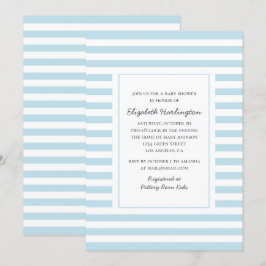 Blaue Streifen. Moderne Babydusche Einladung