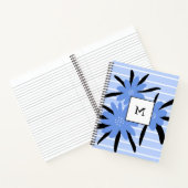 Blaue Streifen Moderne Monogramm-Blume Notizblock (Innenseite)