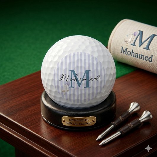 Blaue Streifen-Monogramm-Alberner-Gans-Junge-Erstg Golfball
