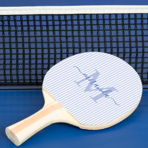 Blaue Streifen Monogramm Name Tischtennis Schläger