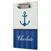 Blaue Streifen-Muster-Anker-nautischindividueller Klemmbrett (Links)
