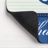 Blaue Streifen-Muster-Anker-nautischindividueller Mousepad (Ecke)