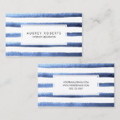 Blaue Streifen Muster Beruflich Visitenkarte (Vorne/Hinten)