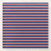 Blaue Streifen Muster Glasuntersetzer (Vorderseite)