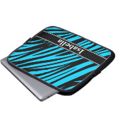 Blaue Streifen Muster Laptopschutzhülle (Vorne Knopf)