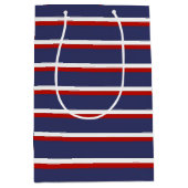 Blaue Streifen Muster Mittlere Geschenktüte (Vorderseite)