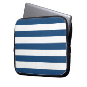 Blaue Streifen-Muster Monacos Laptopschutzhülle (Vorderseite Links)