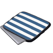 Blaue Streifen-Muster Monacos Laptopschutzhülle (Vorne Knopf)