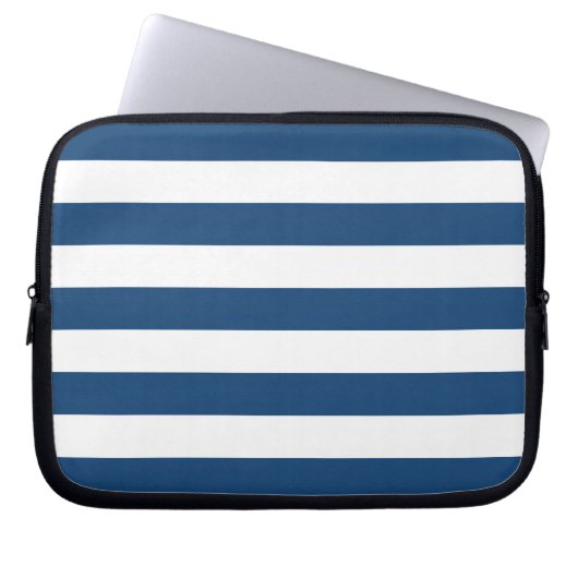 Blaue Streifen-Muster Monacos Laptopschutzhülle (Vorderseite)