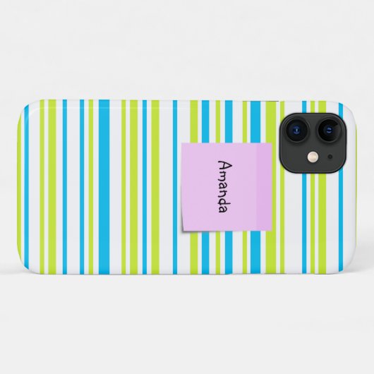 Blaue Streifen Muster Rosa klebrige Note Case-Mate iPhone Hülle (Rückseite (Horizontal))