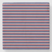 Blaue Streifen Muster Steinuntersetzer (Vorderseite)
