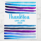 Blaue Streifen niedliches Aquarellweinlabel Weinetikett (Einzelnes Label)