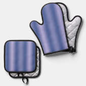 Blaue Streifen Ofenhandschuh & Topflappen-Set (Vorderseite/Rückseite)