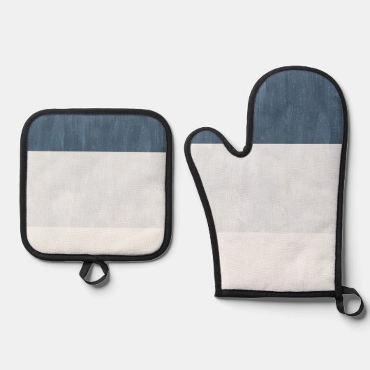 Blaue Streifen Ofenhandschuh & Topflappen-Set (Vorderseite)