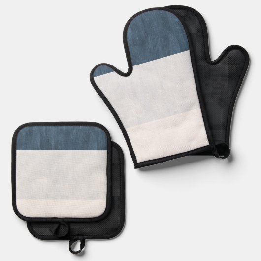 Blaue Streifen Ofenhandschuh & Topflappen-Set (Vorderseite/Rückseite)
