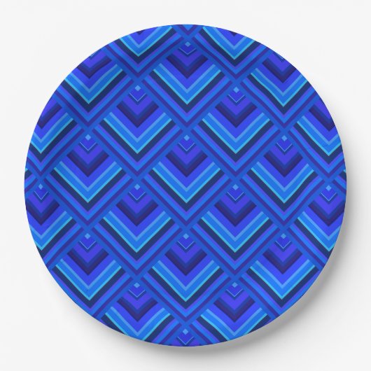 Blaue Streifen Pappteller (Vorderseite)