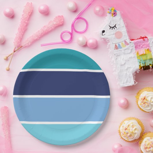 Blaue Streifen Pappteller (Party)