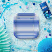 Blaue Streifen Pappteller (Party)