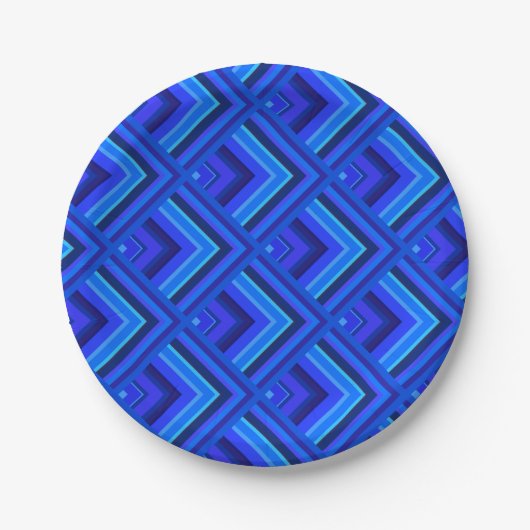 Blaue Streifen Pappteller (Vorderseite)