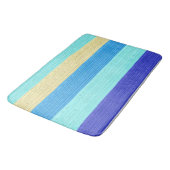 Blaue Streifen Pinselstriche Badematte (Schrägansicht)