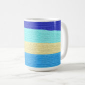 Blaue Streifen Pinselstriche Kaffeetasse (VorderseiteRechts)