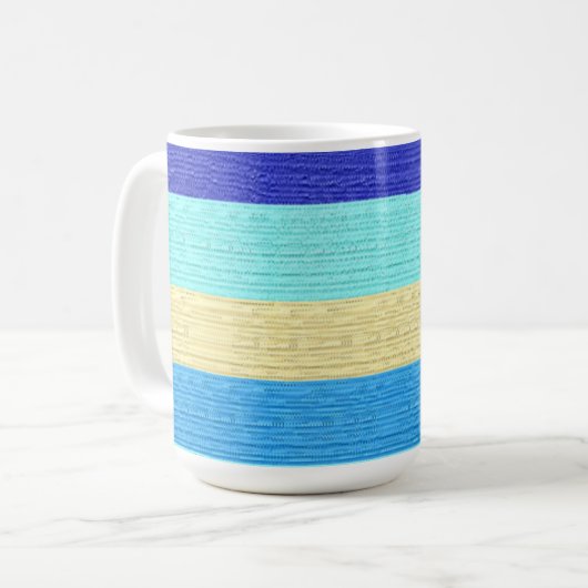 Blaue Streifen Pinselstriche Kaffeetasse (Vorderseite Links)