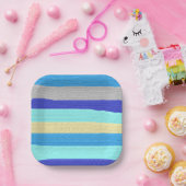 Blaue Streifen Pinselstriche Pappteller (Party)